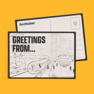 Archtober "Greetings From..." postcard competition illustration
