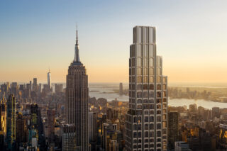 Exterior view of 520 Fifth skyscraper from the skyline.