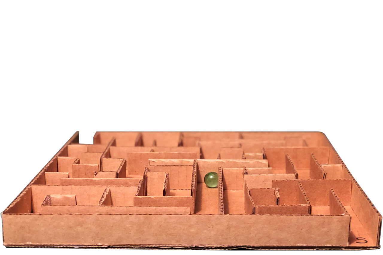 Cardboard store marble maze